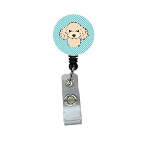 Teacher&Aposs Aid Checkerboard Blue Buff Poodle Retractable Badge Reel TE3441766 - main
